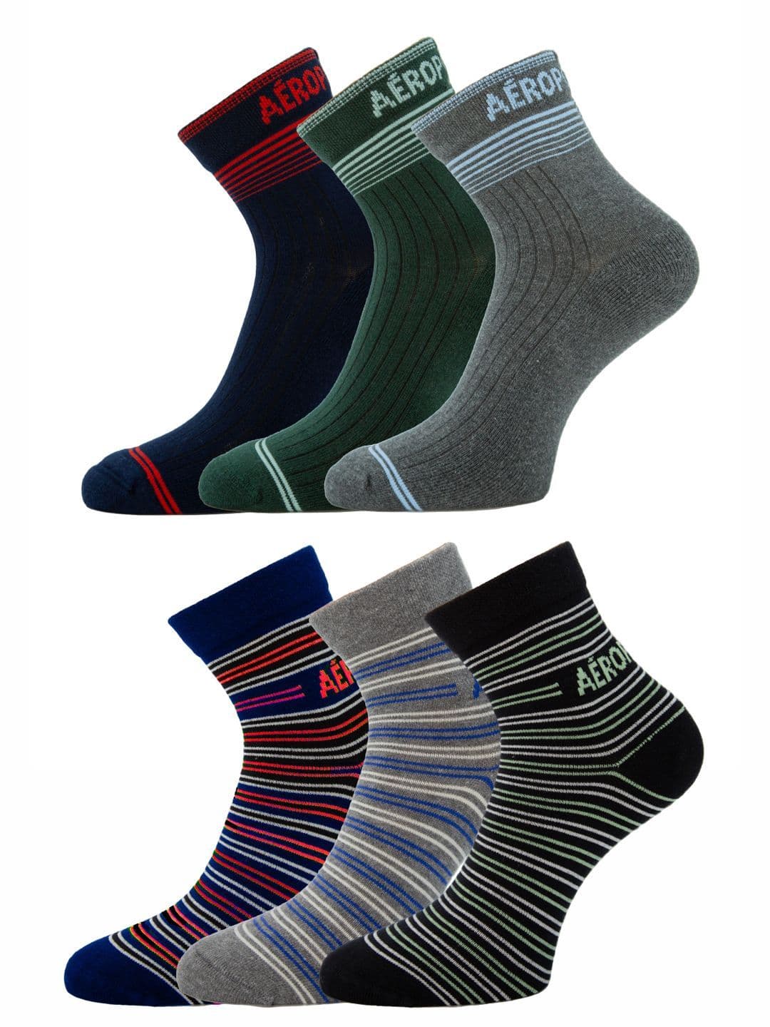 Aeropostale Men Pack of 6 Striped Ankle Length Socks - view 1