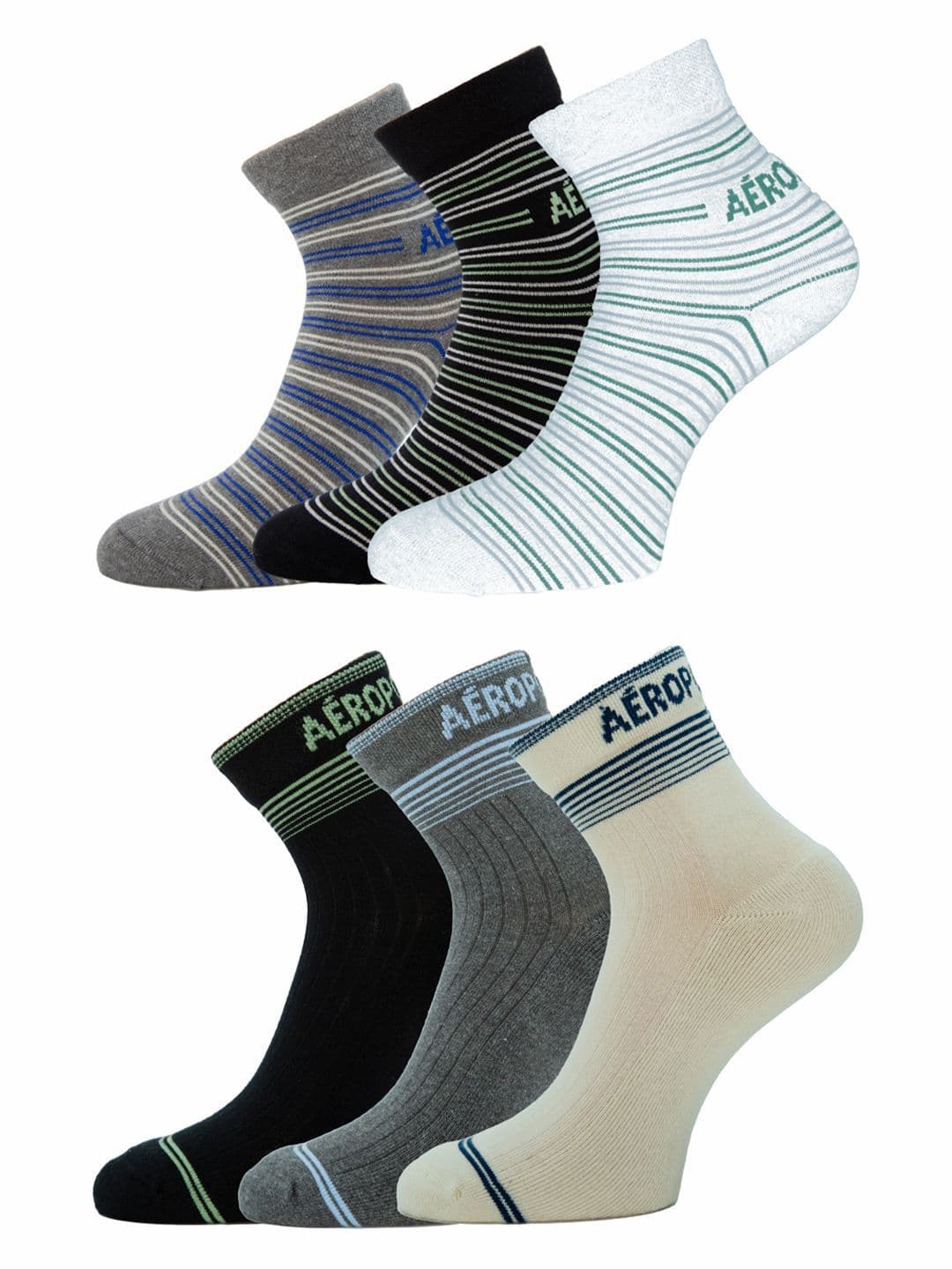 Aeropostale Men Pack Of 6 Striped Ankle-Length Socks - view 1