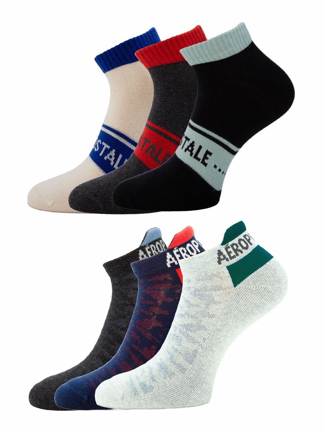 Aeropostale Men Pack of 6 Lowcut Ankle Length Socks - view 1