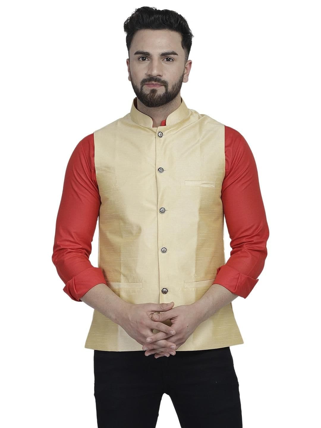 B BEN Sleeveless Self Design Men Jacket () - view 1