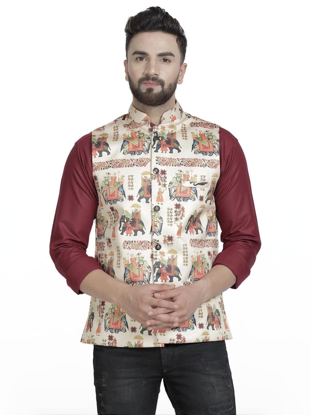 B BEN Sleeveless Printed Men Jacket () - view 1