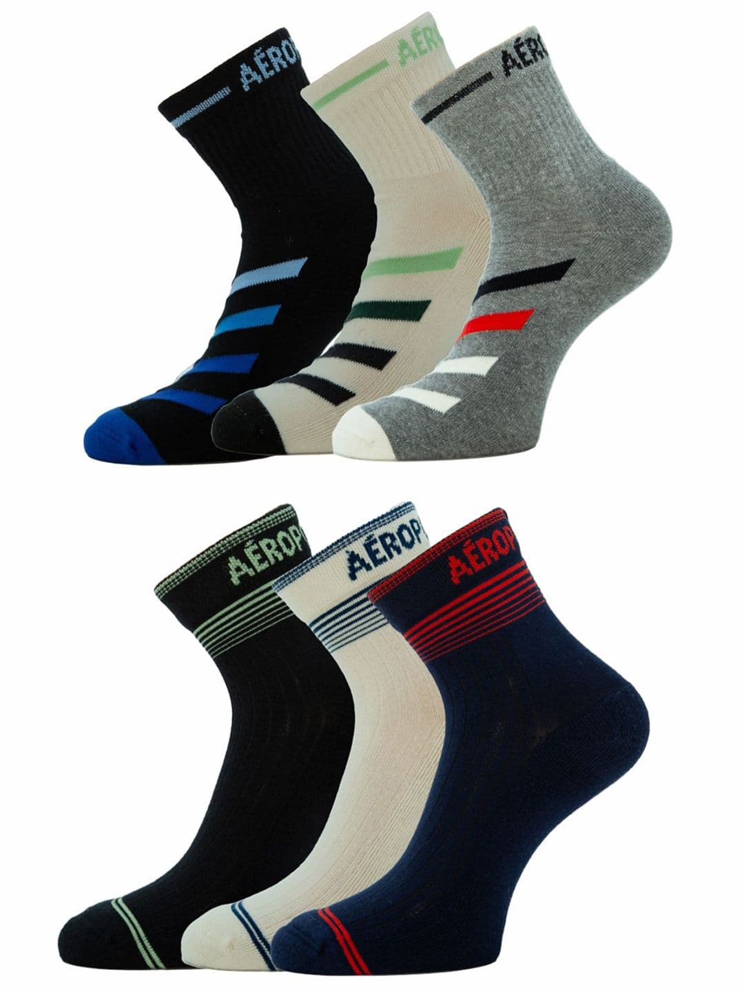 Aeropostale Men Pack of 6 Ankle Length Socks - view 1