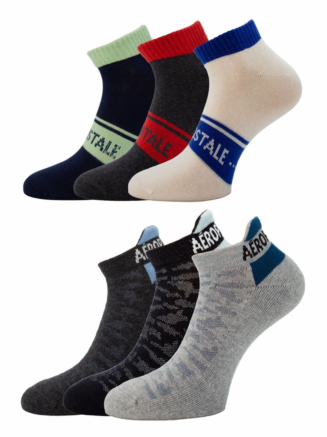 Aeropostale Men Pack of 6 Lowcut Ankle Length Socks - view 1
