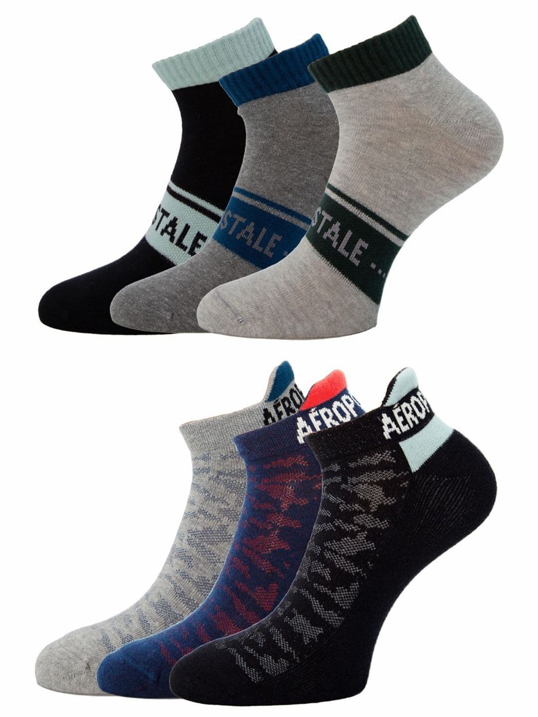 Aeropostale Men Pack of 6 Lowcut Ankle Length Socks - view 1