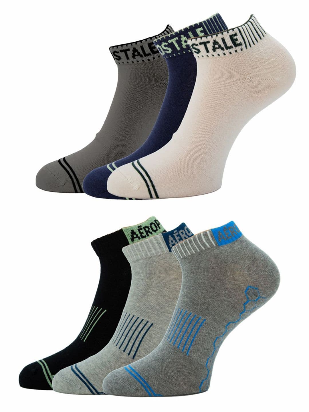 Aeropostale Men Pack of 6 Lowcut Ankle Length Socks - view 1
