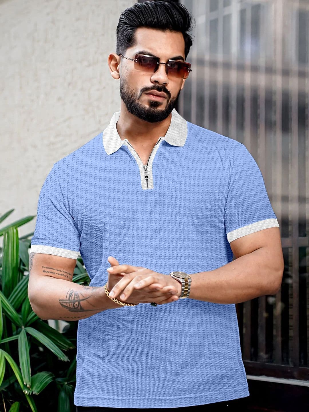 KAJARU Men Colourblocked Polo Collar Slim Fit T-shirt - view 1