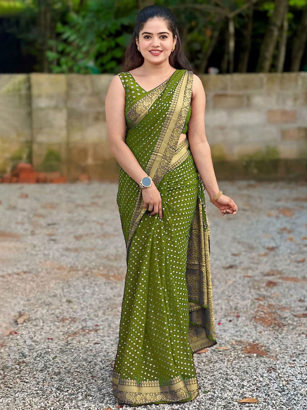KALINI Polka Dots Woven Design Zari Republic Day Saree - view 1