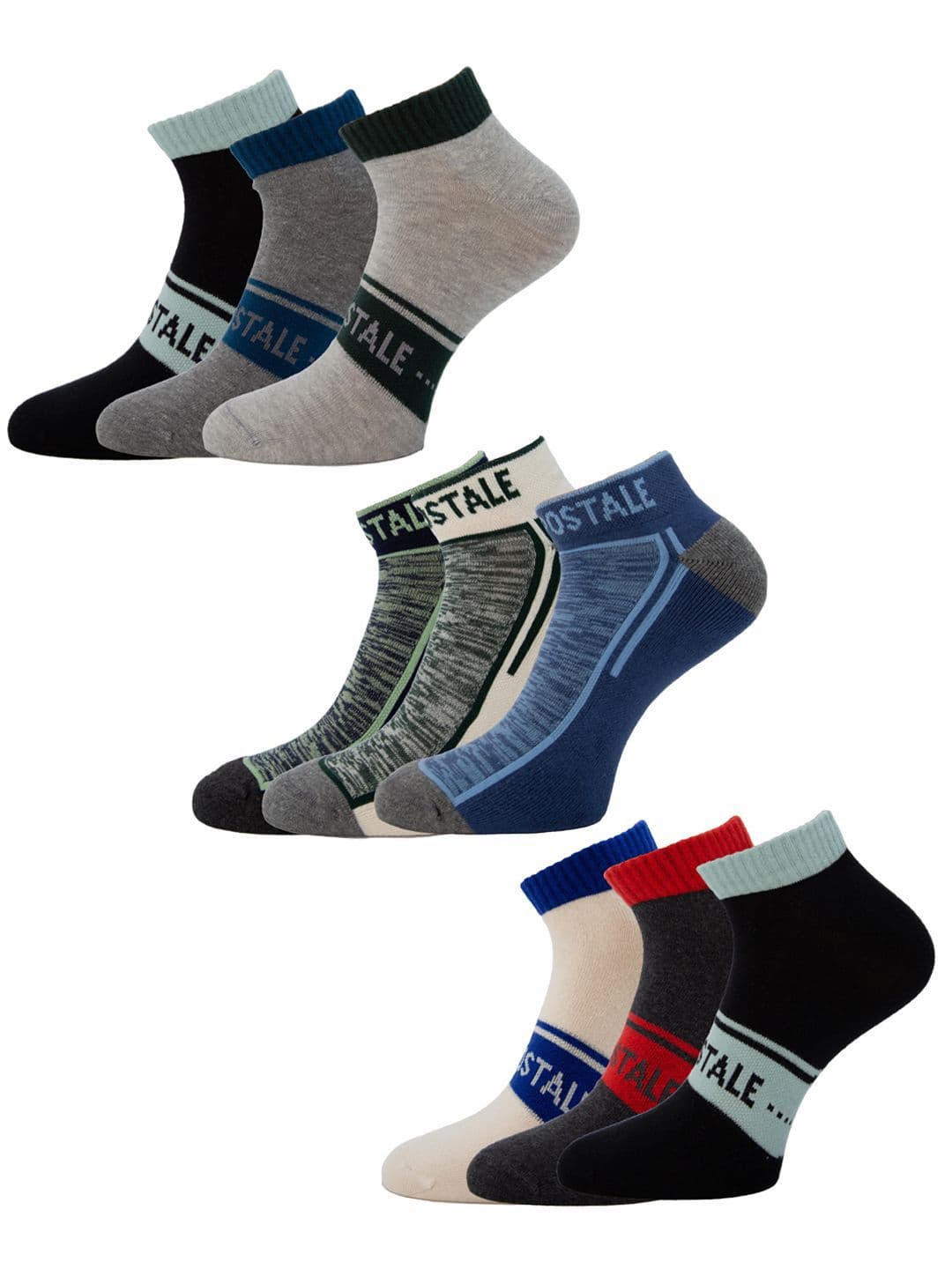 Aeropostale Men Pack Of 9 Patterned Ankle-Length Lowcut Socks - view 1