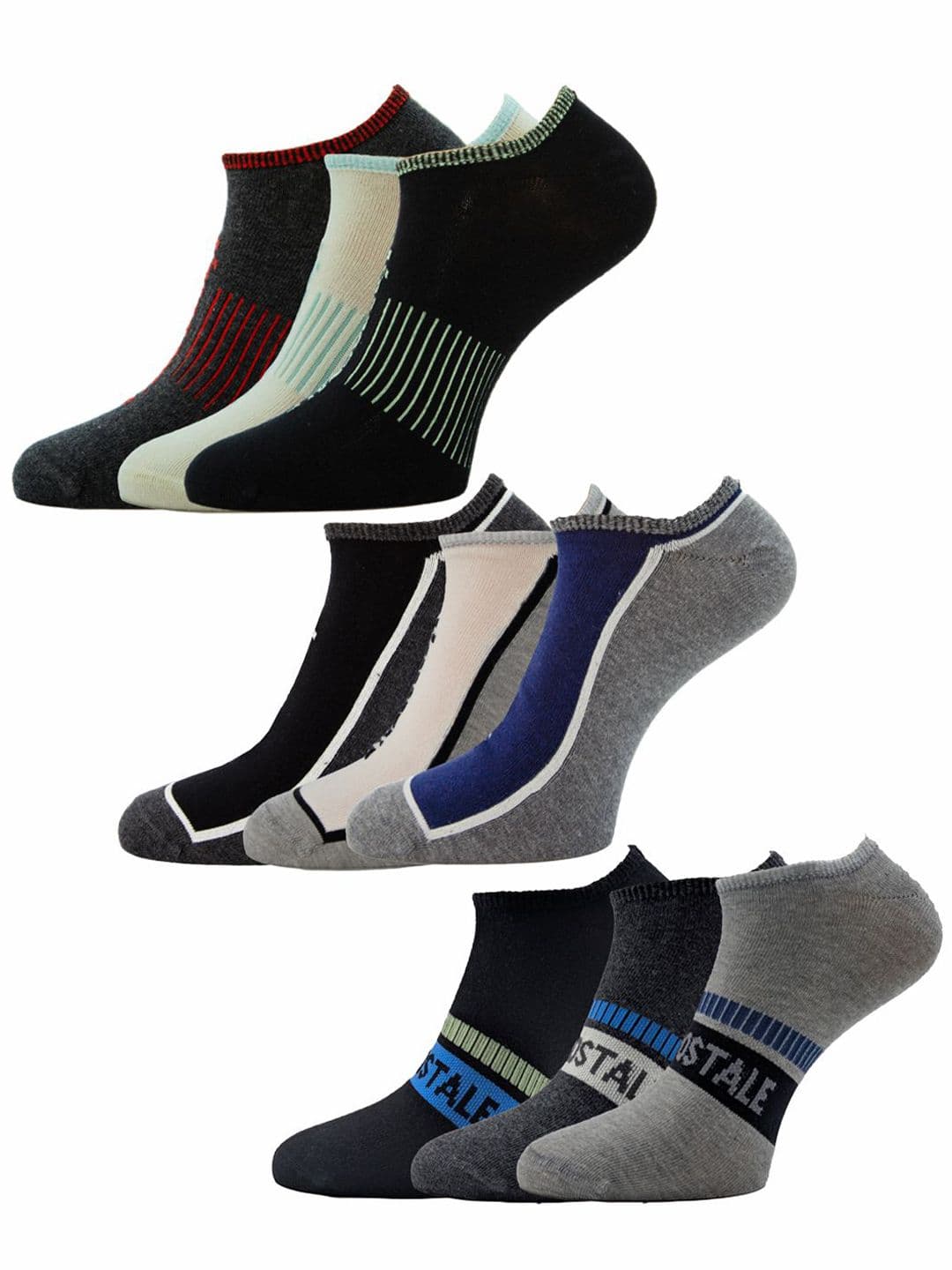 Aeropostale Men Pack of 9 NoShow Ankle Length Socks - view 1