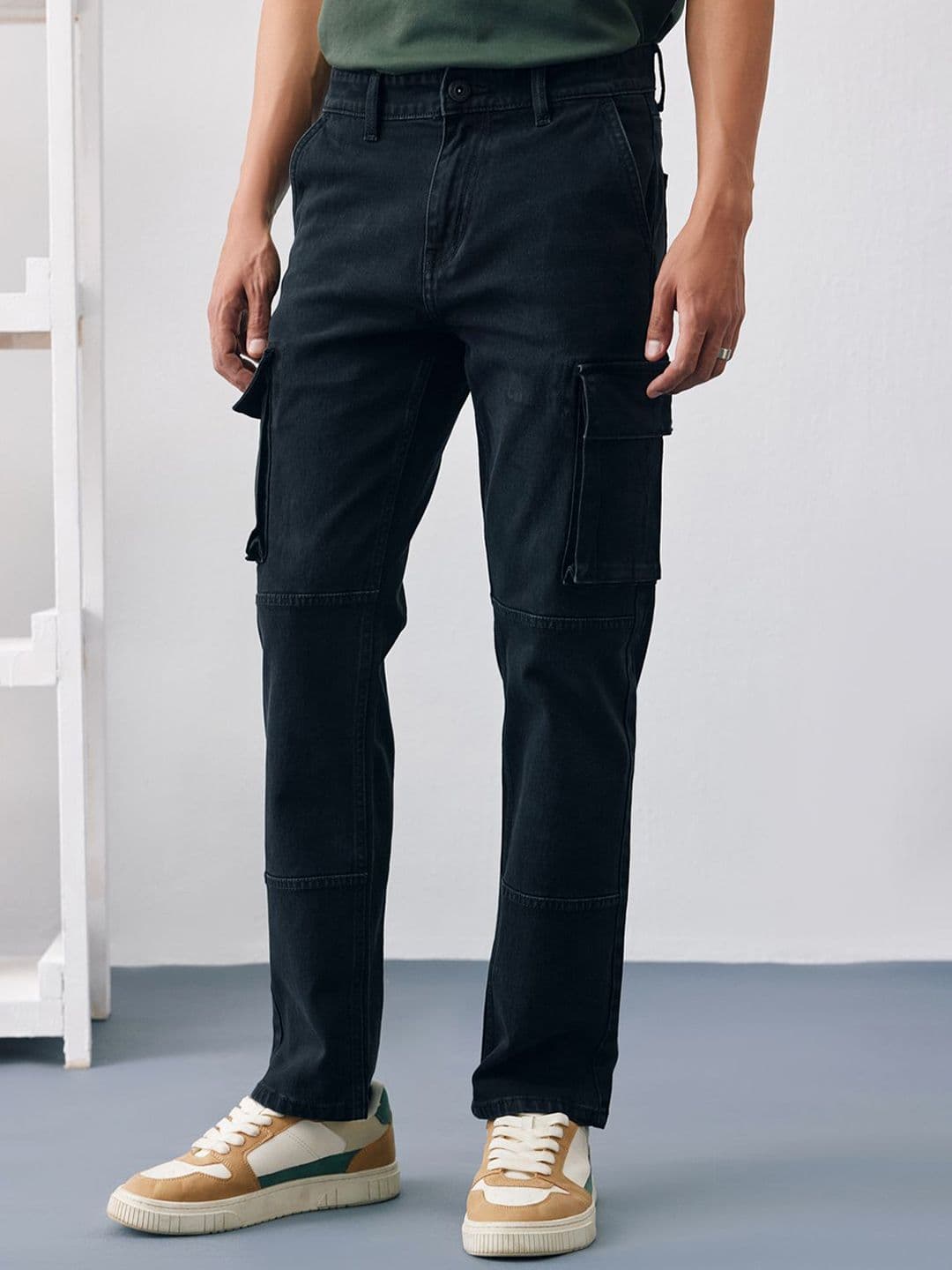 UNSTD Men Straight Fit Cargo Denim Jeans - view 1