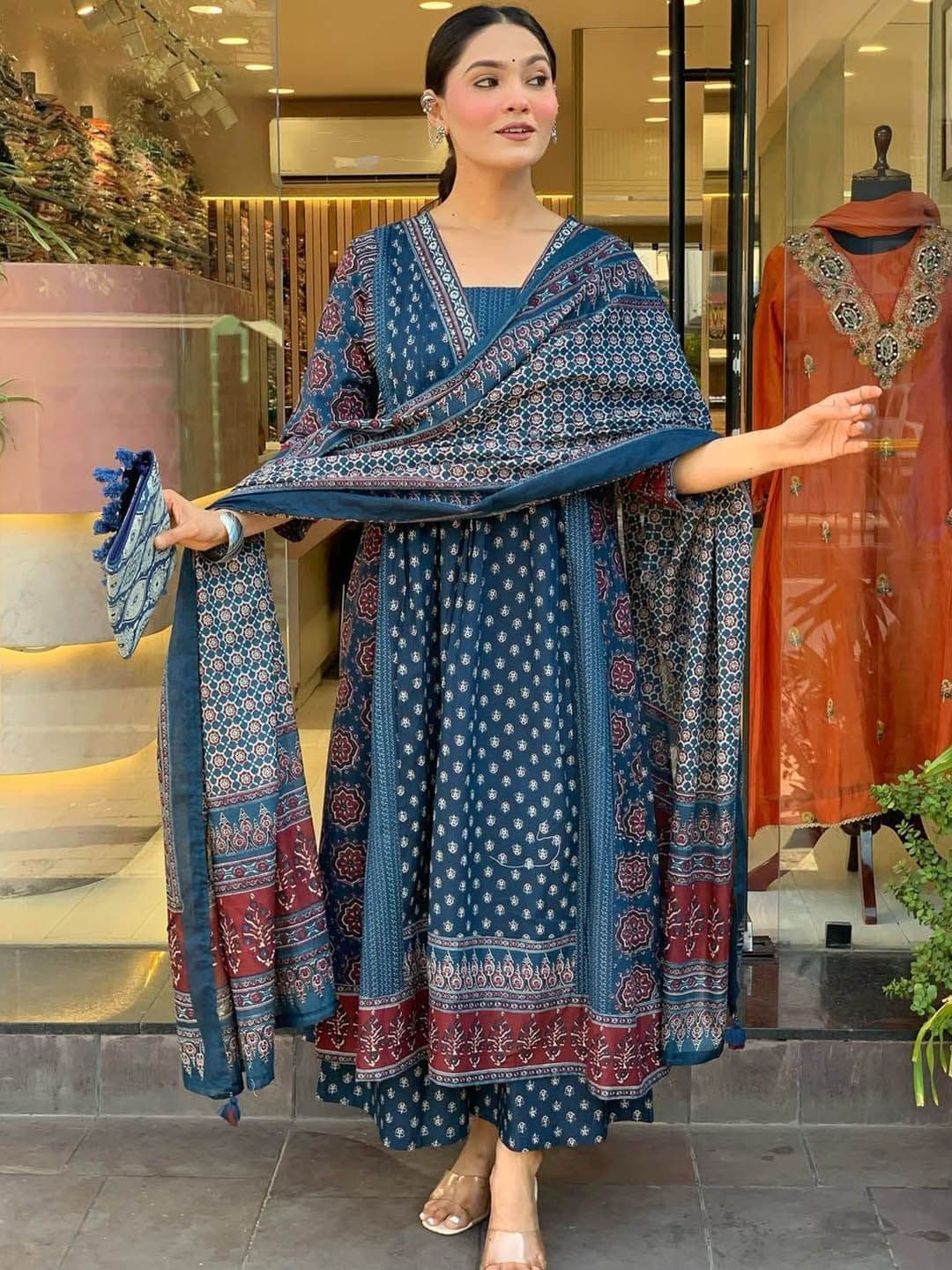 KALINI Women Ethnic Motifs Printed Anarkali Kurta with Palazzo & Dupatta - view 1