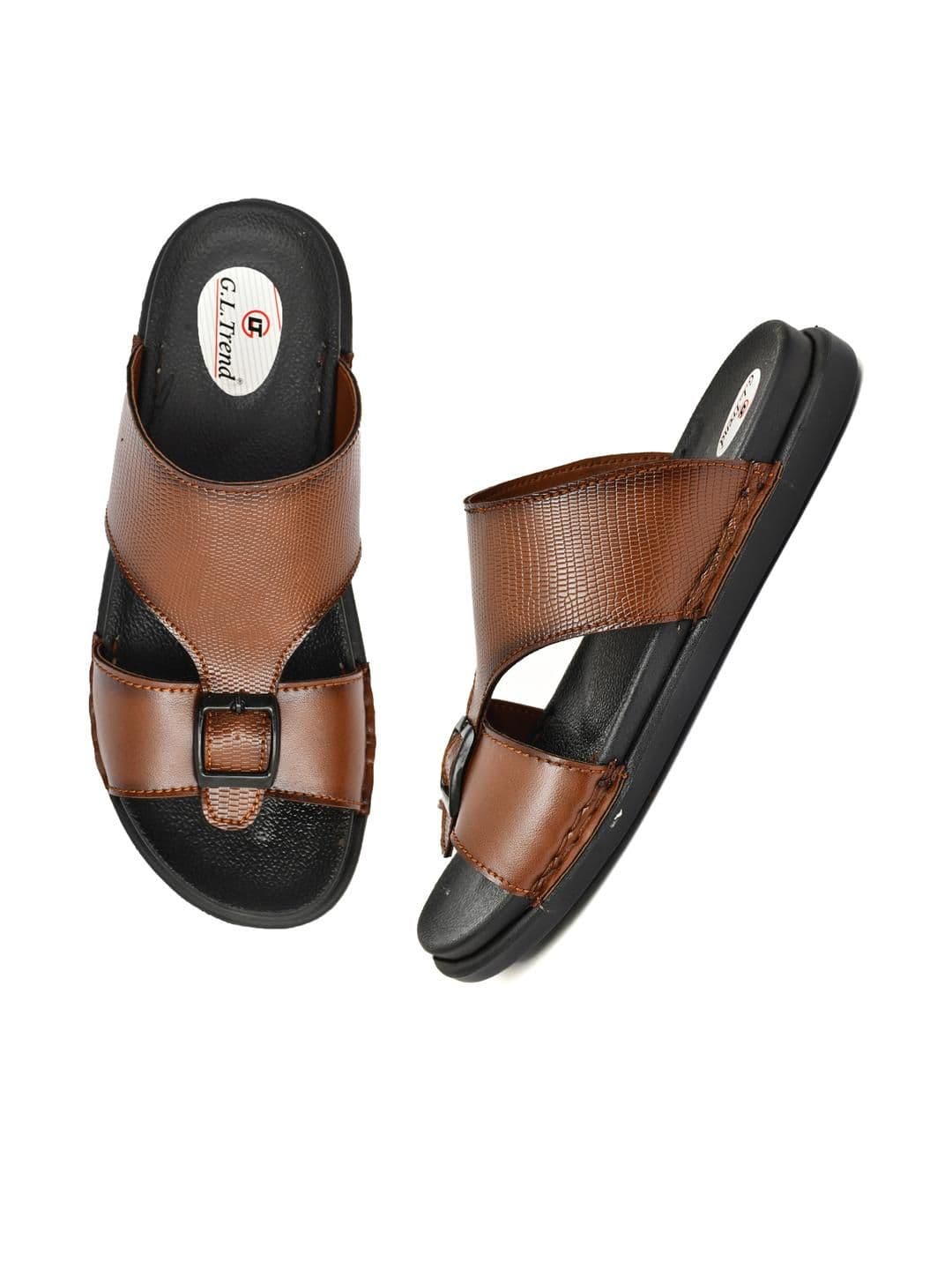 G L Trend Men Tan Leather Cushioned footbed Slip-on Water-Resistant Sandals - view 1