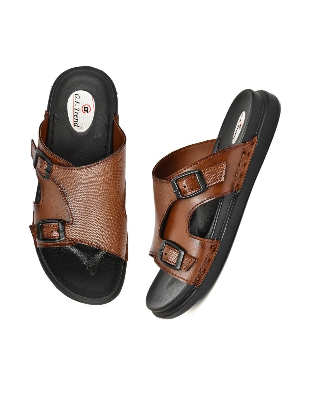 G L Trend Tan Leather Sandals - view 1