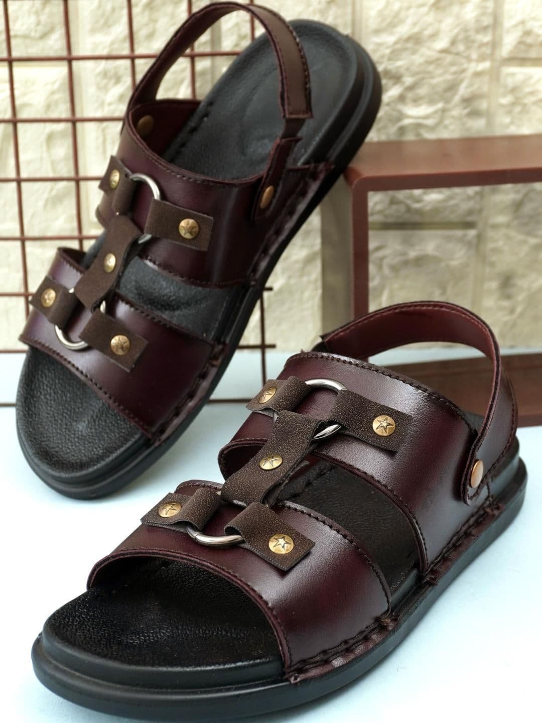 G L Trend Men Brown Leather Cushioned footbed Water-Resistant Slip-on Sandals - view 1