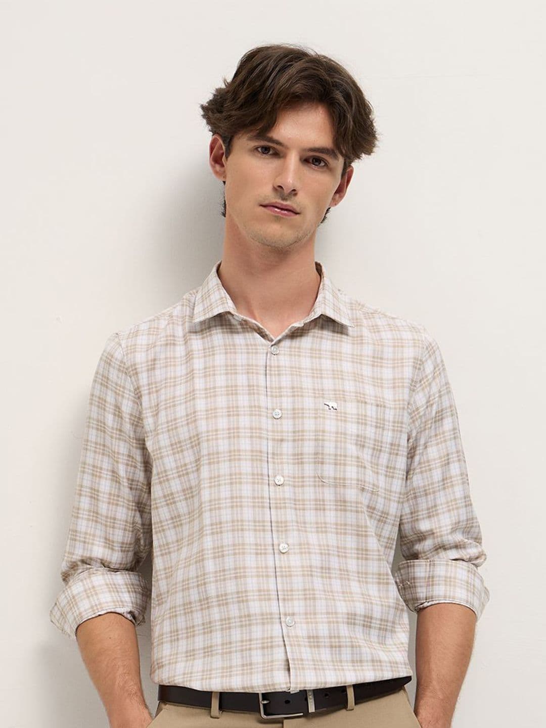 THE BEAR HOUSE Men Tailored Fit Checked Spread Collar Formal Shirt - view 1