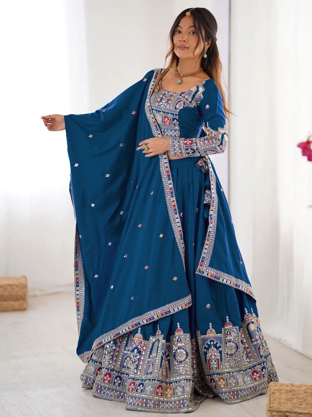 Jogmaya Fashion Embroidered Semi-Stitched Lehenga & Unstitched Blouse With Dupatta - view 1