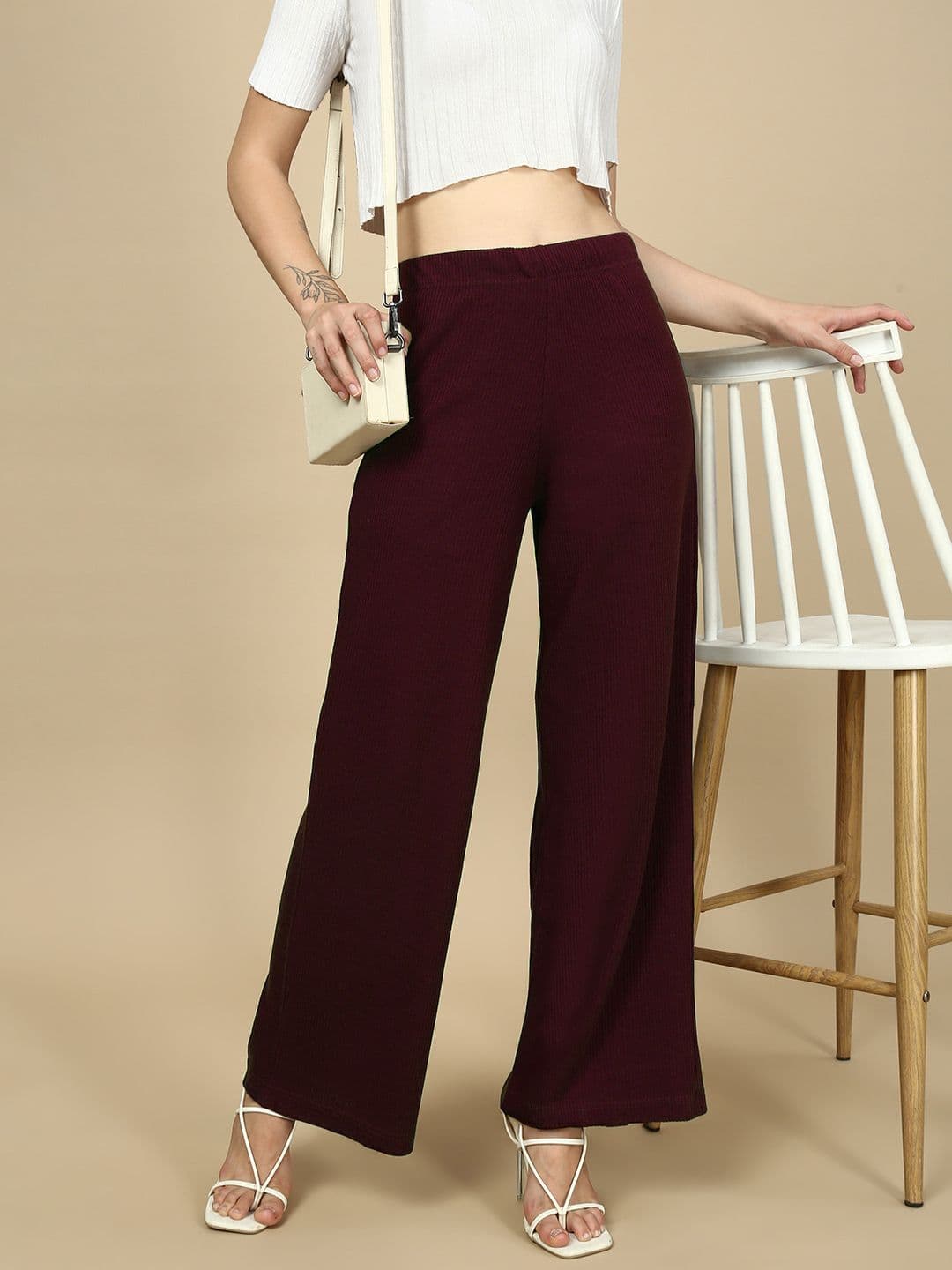 PYNK Women Slip-On Knitted Palazzos - view 1