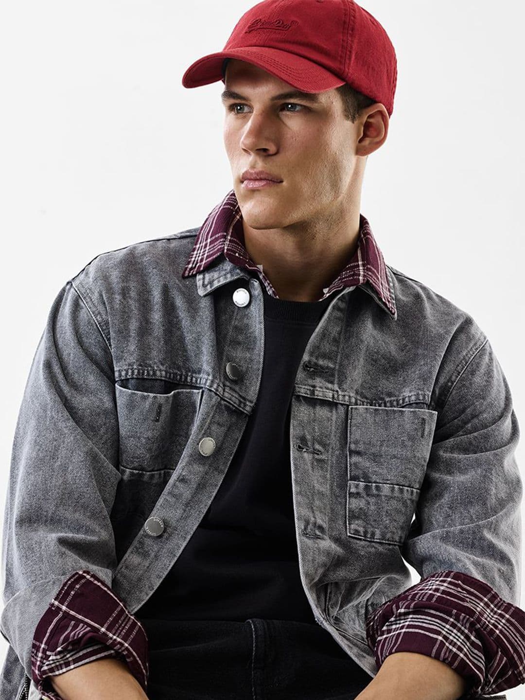 Snitch Ash Grey Washed Cotton Denim Jacket - view 1