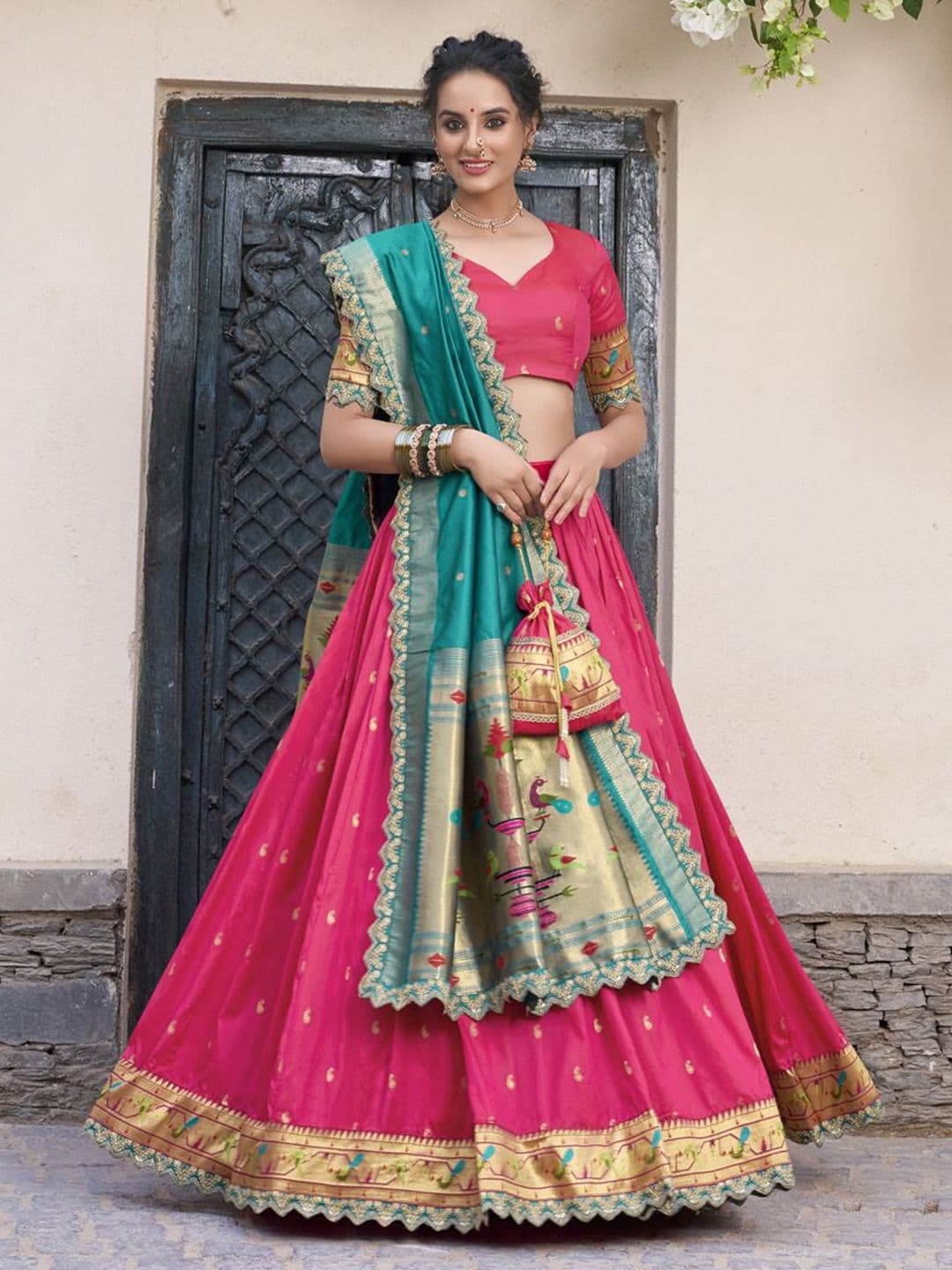 LOOKNBOOK ART Ready to Wear Lehenga & Unstitched Blouse With Dupatta - view 1