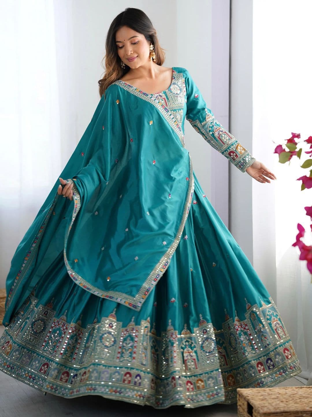 Jogmaya Fashion Embroidered Semi-Stitched Lehenga & Unstitched Blouse & Dupatta - view 1