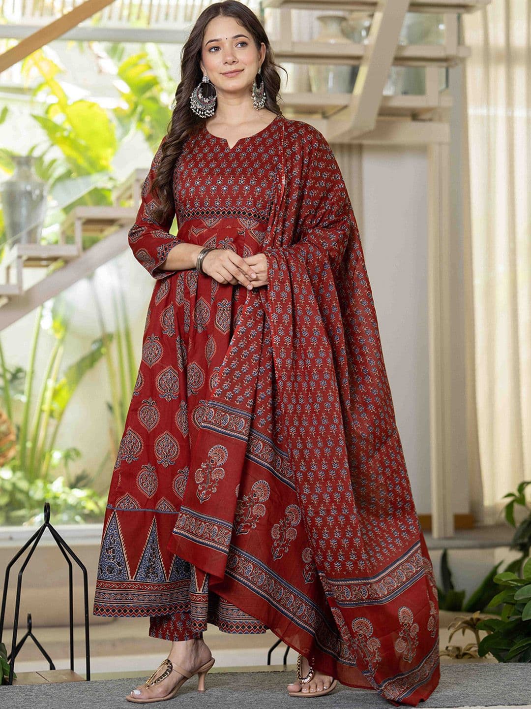 JAIMINI Women Floral Printed Cotton Kurta with Trousers & Dupatta - view 1