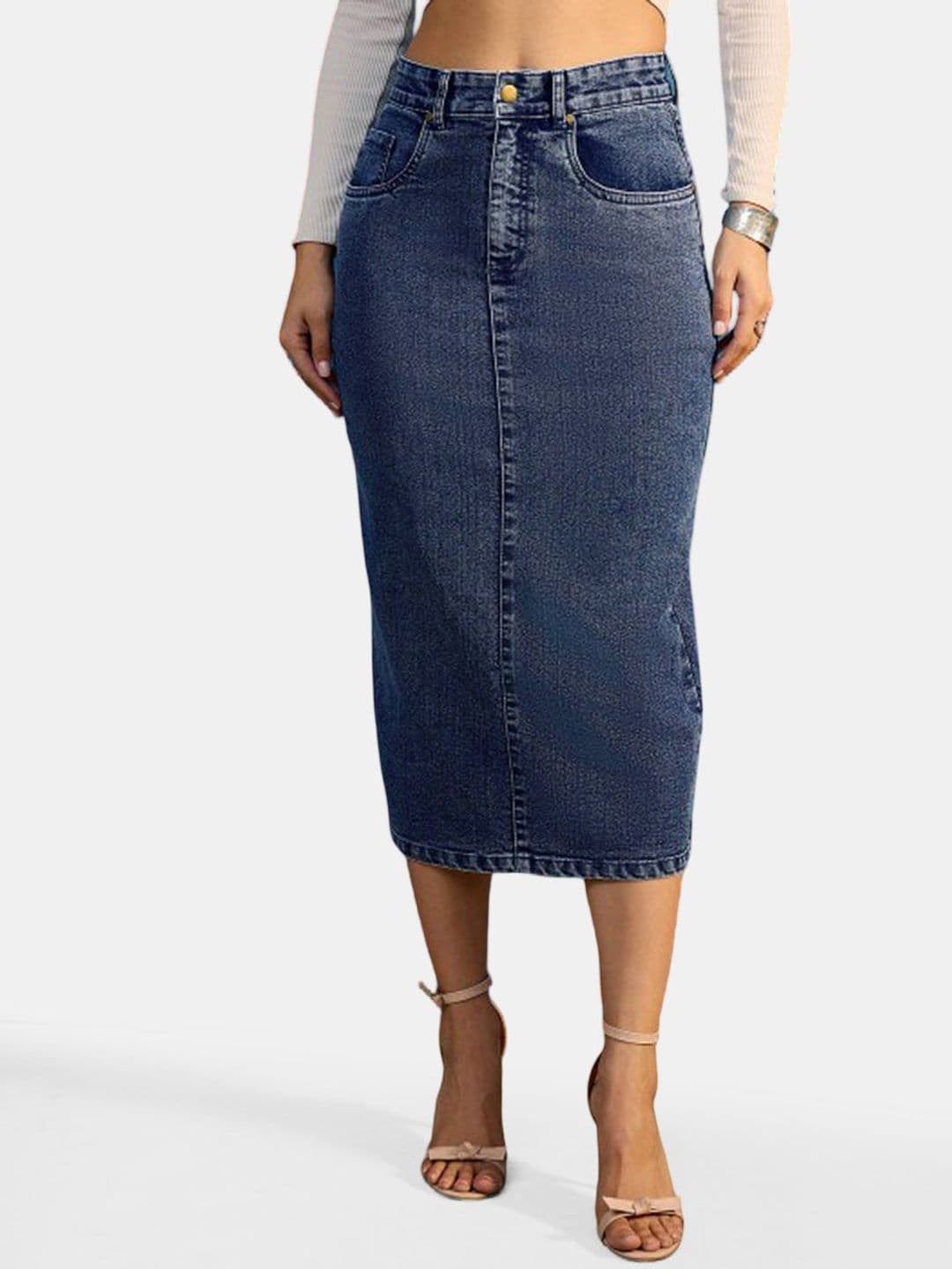 The Roadster Lifestyle Co Denim Straight Midi Skirt - view 1