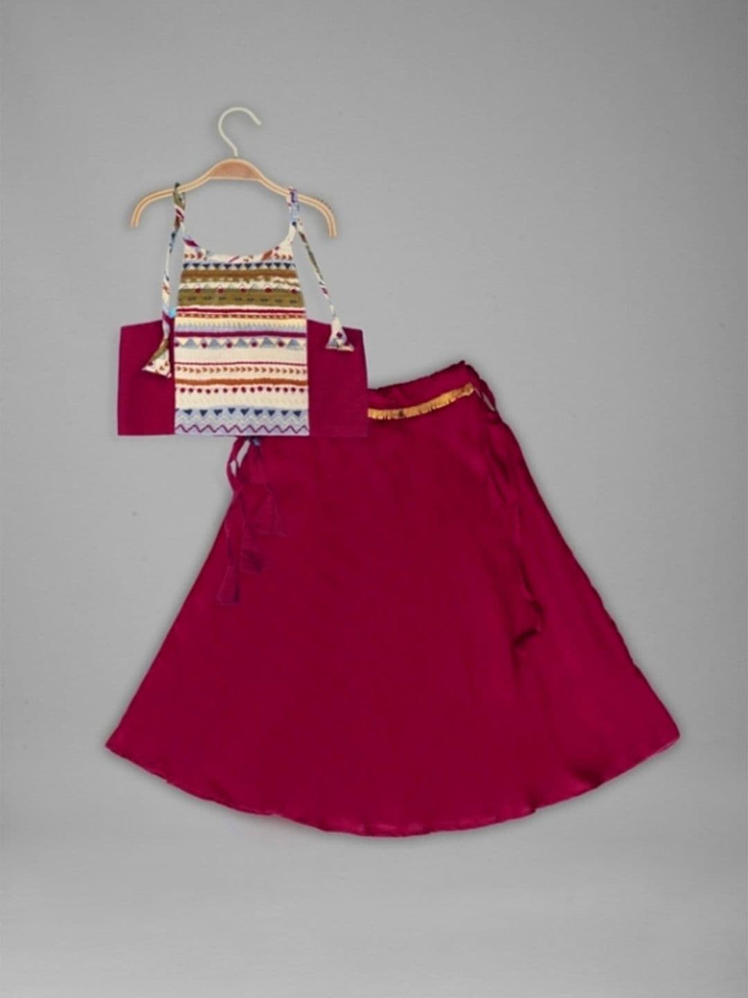 Anneca Girls Striped Halter Neck Lehenga & Blouse - view 1