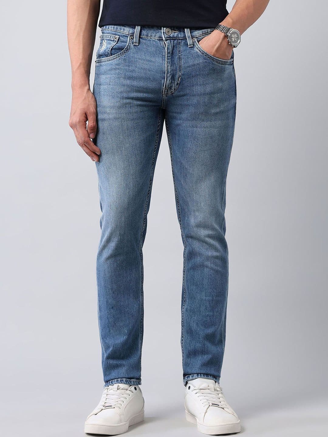 U.S. Polo Assn. Denim Co. Men Skinny Fit Mid-Rise Light Fade Stretchable Jeans - view 1