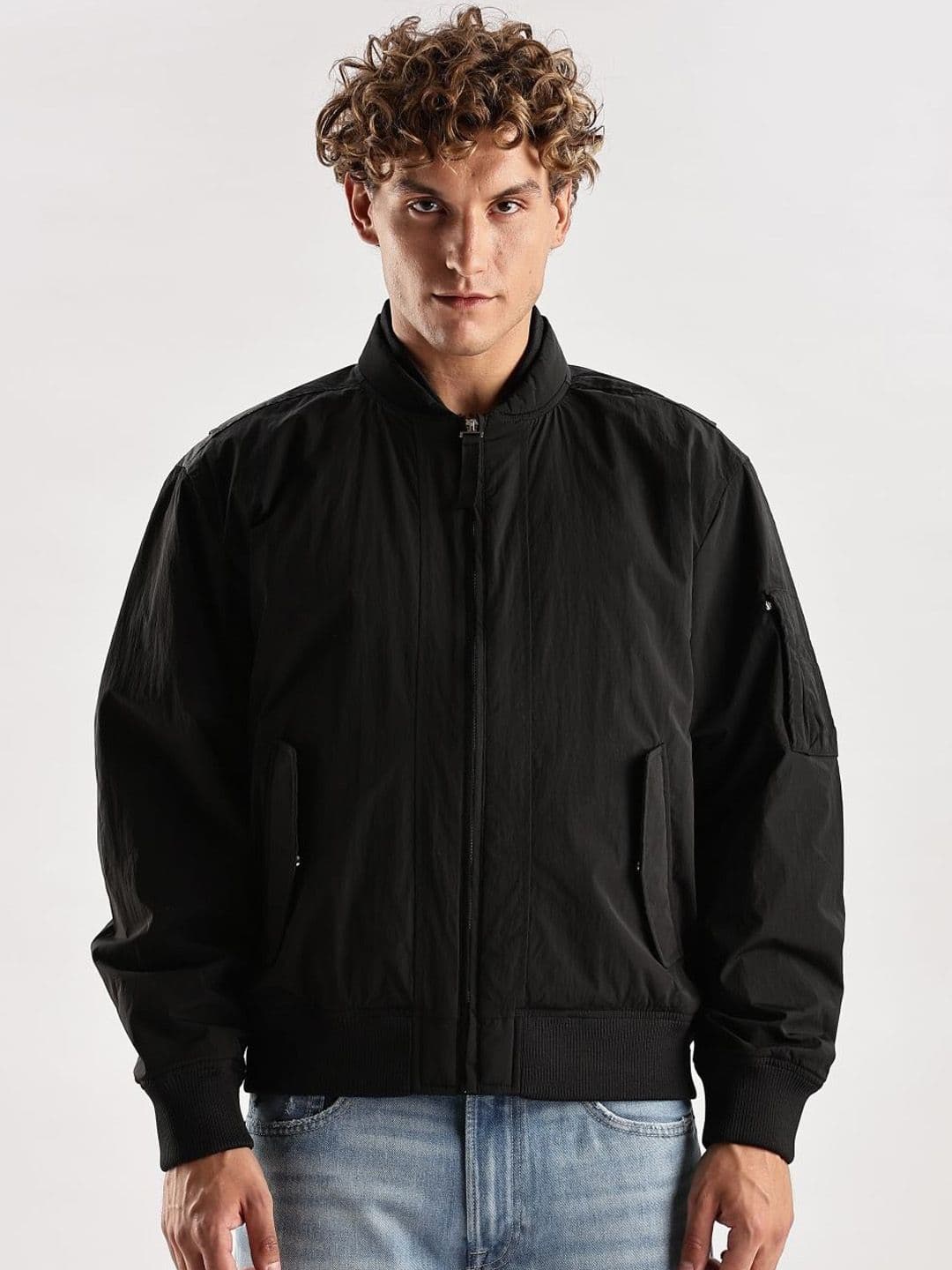 Calvin Klein Jeans Mandarin Collar Bomber Jacket - view 1