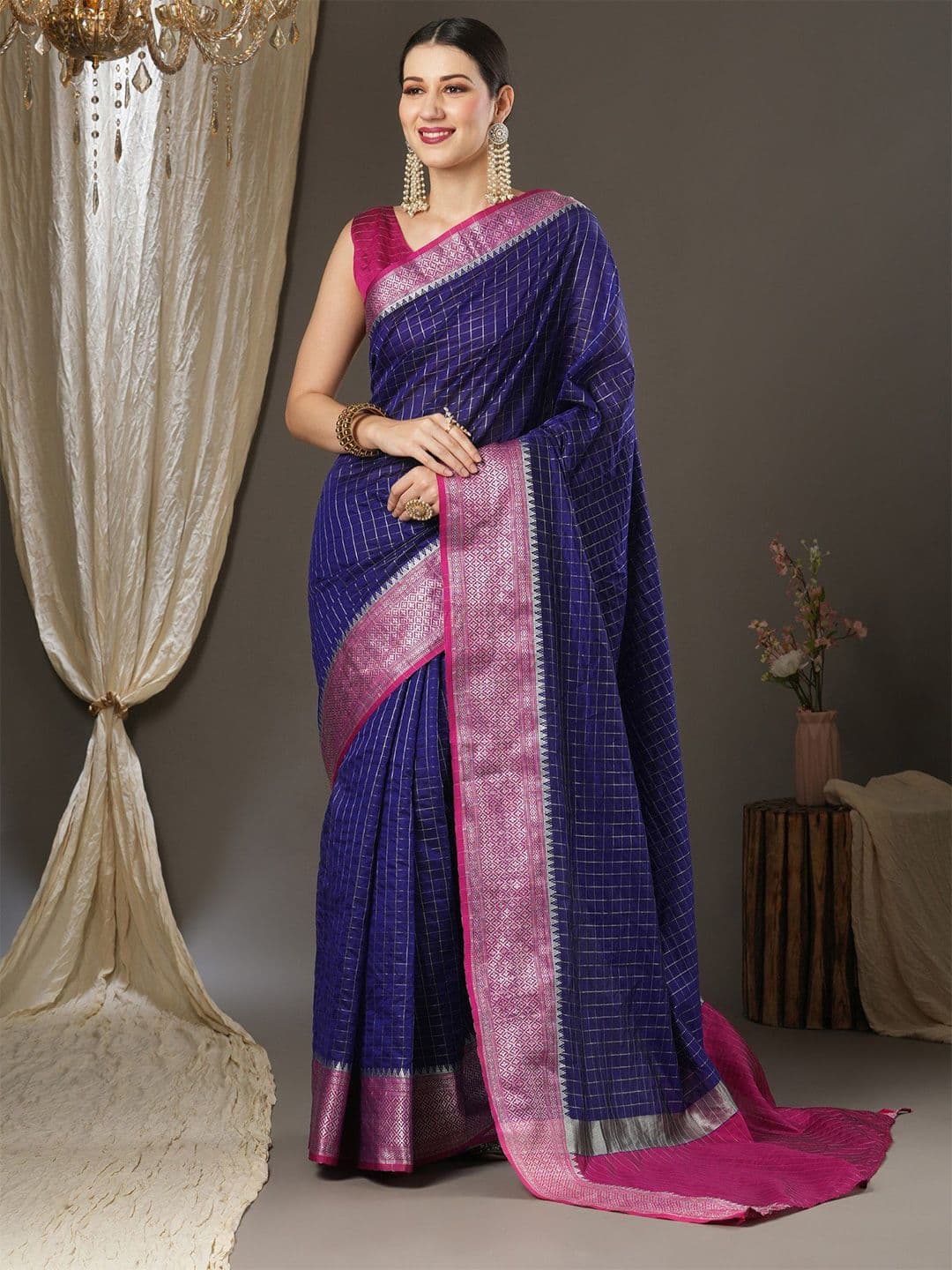 IndianRang Woven Design Zari Silk Blend Regular Saree - view 1