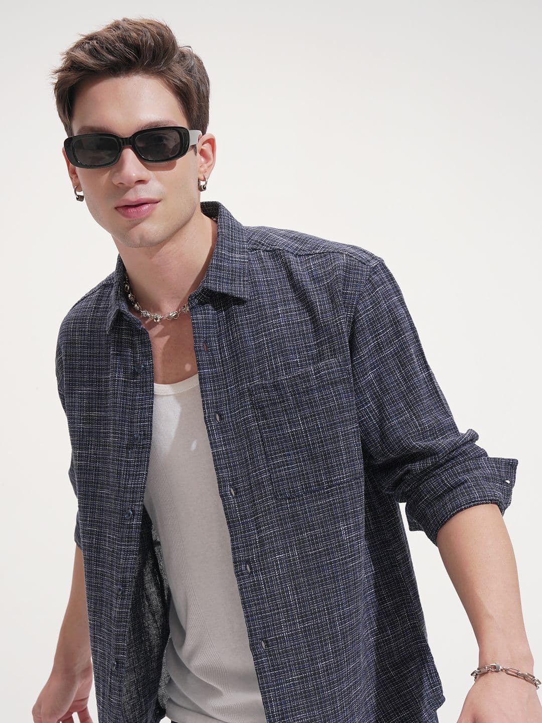 HIGHLANDER Checked Spread Collar Long Sleeves Relaxed Fit Casual Shirt - view 1