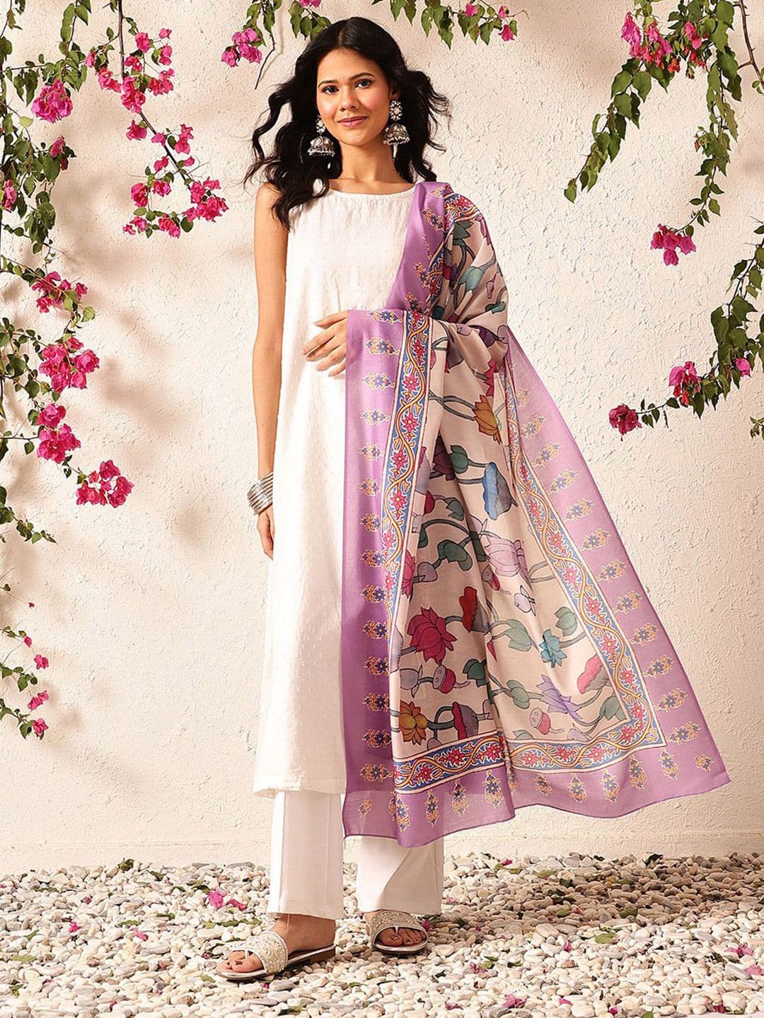 Silk Land Pen Kalamkari Mul Cotton Digital Printed Dupatta - view 1