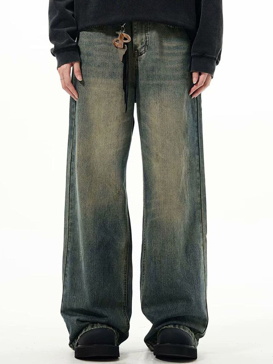 HERE&NOW Men Regular Fit Mid-Rise Low Distress Heavy Fade Jeans - view 1