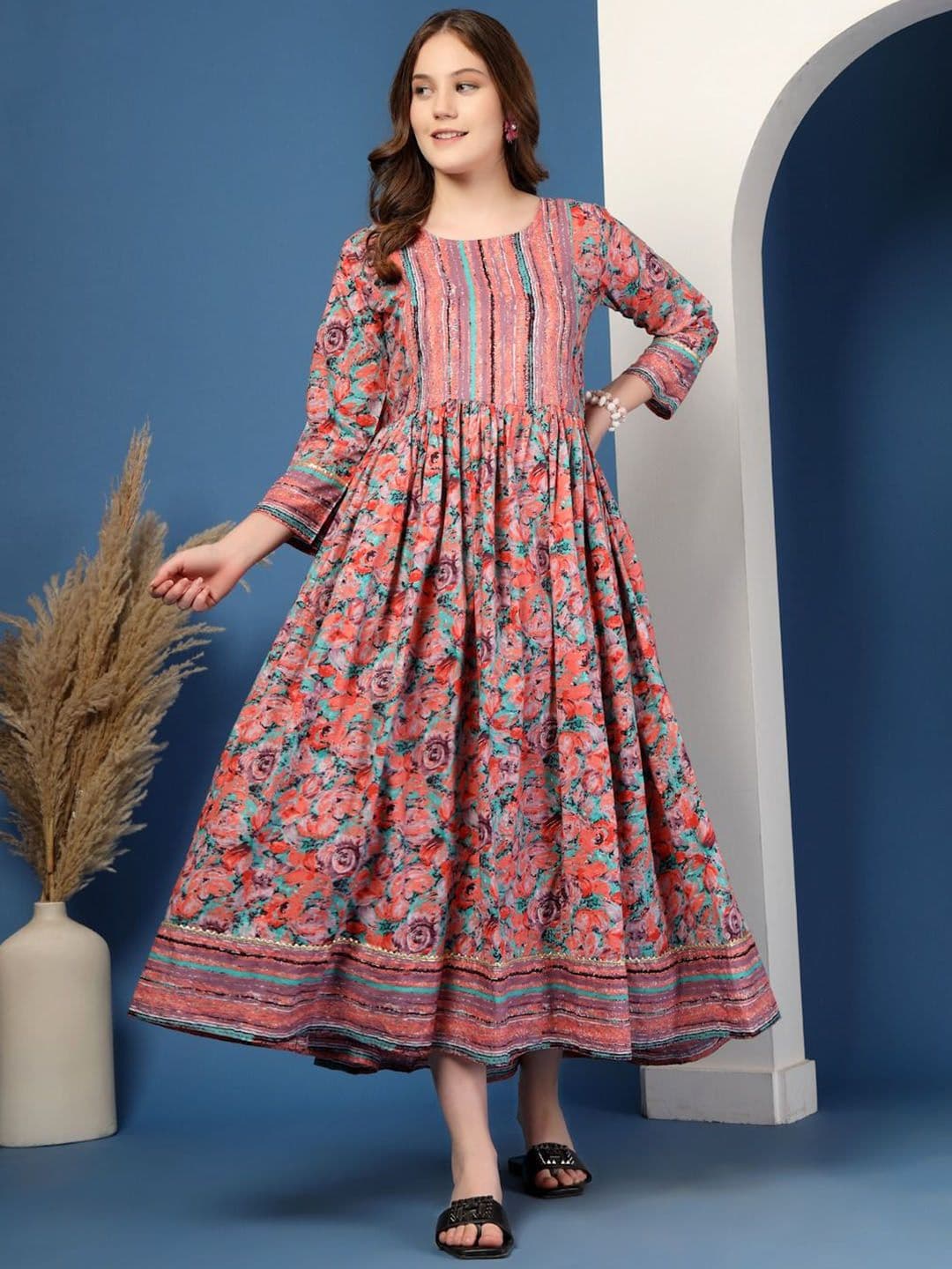 Pristyle Women Floral Printed Fit & Flare Midi Dress - view 1