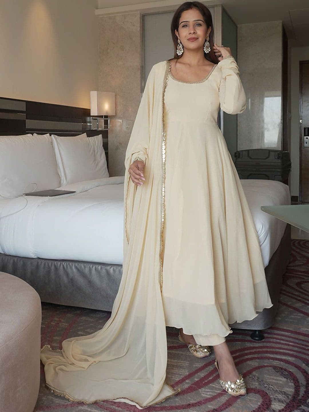Anouk Rustic Round Neck Angrakha Kurta With Trousers & Dupatta - view 1