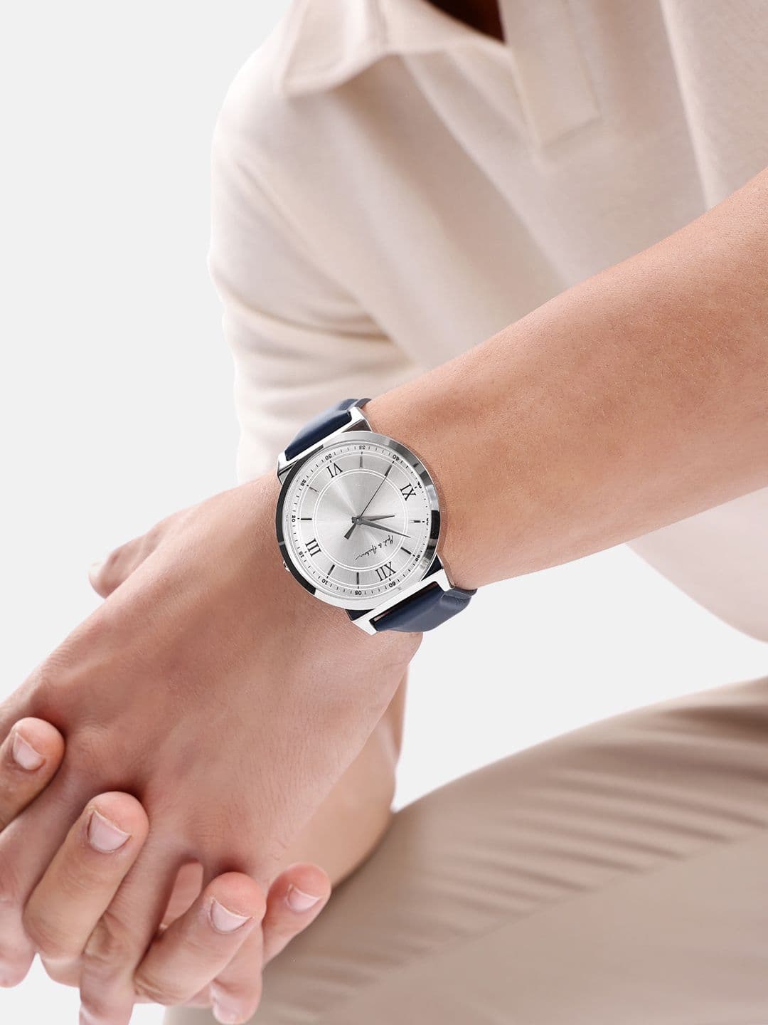 Mast & Harbour Unisex Brass Dial & Leather Straps Analogue Watch - view 1