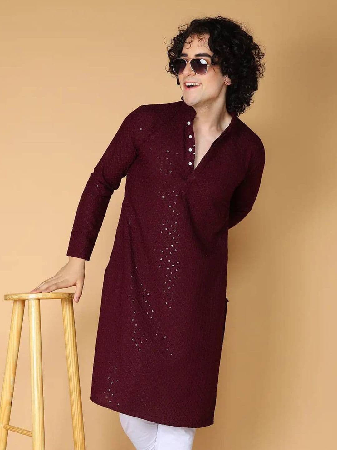 Shiv Leela Men Embellished Festive Straight Kurta - view 1