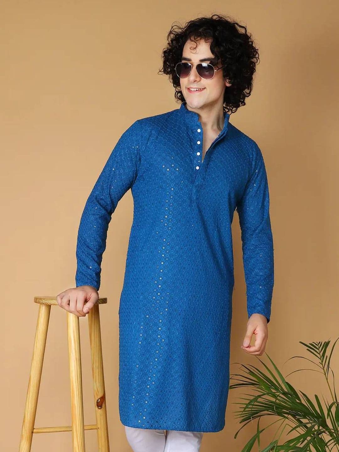 Shiv Leela Men Embellished Festive Straight Kurta - view 1