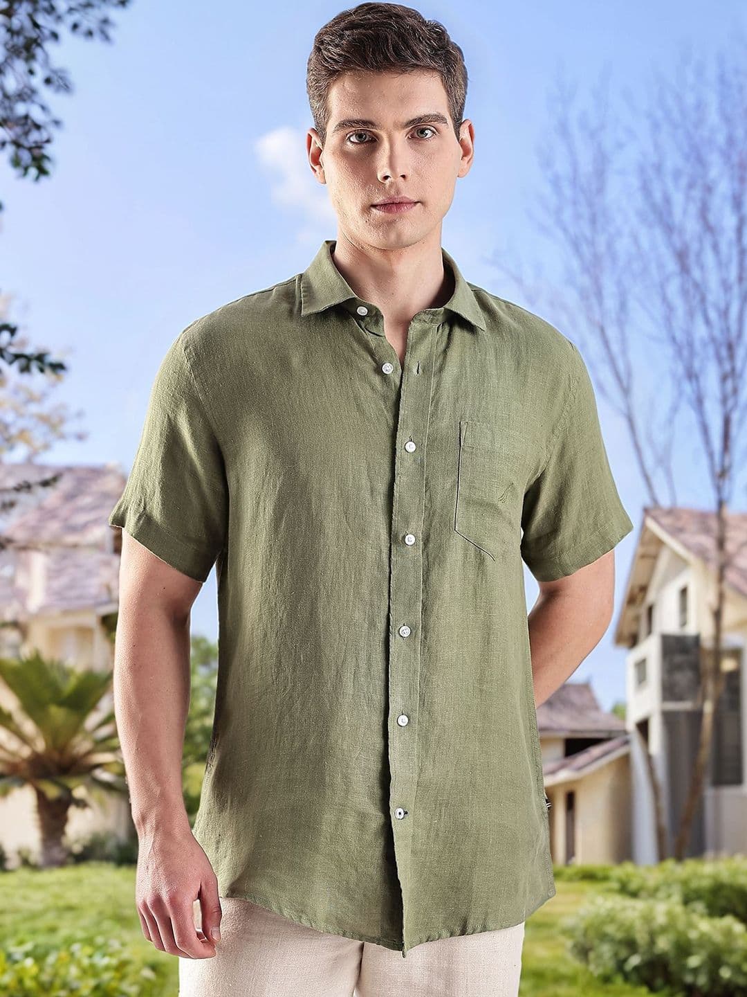 Nautica Premium Fit Linen Casual Shirt - view 1
