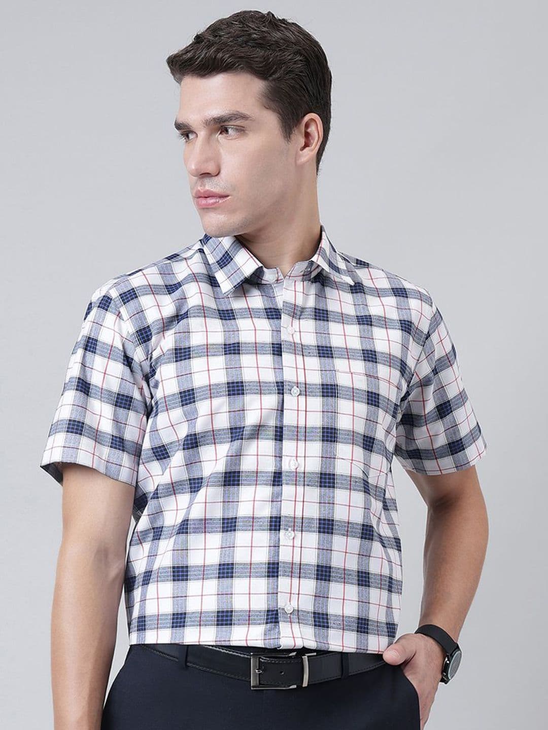 ACCOX Comfort Checked Short Sleeves Cotton Formal Shirt - view 1