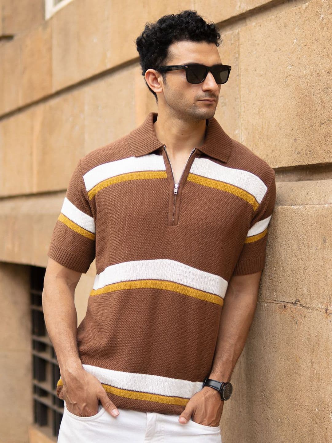 Powerlook SS25 Striped Polo Collar Polo Collar Pure Cotton T-Shirt - view 1