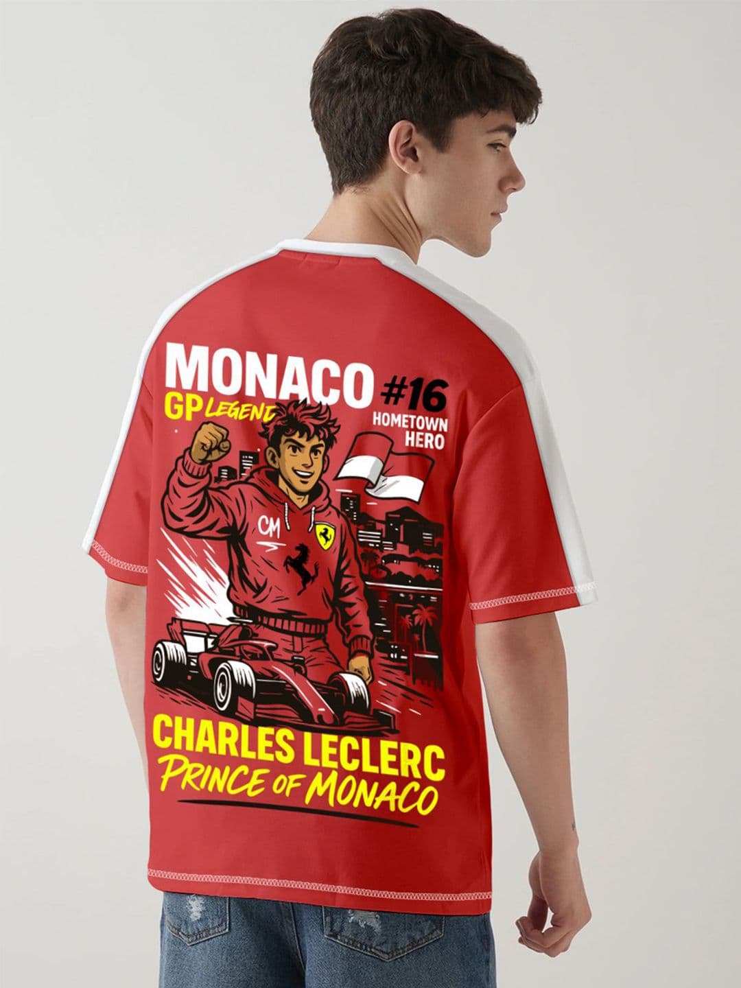 Crazymonk Oversized Price Of Monaco Graphic Printed Cotton T-shirt - view 1