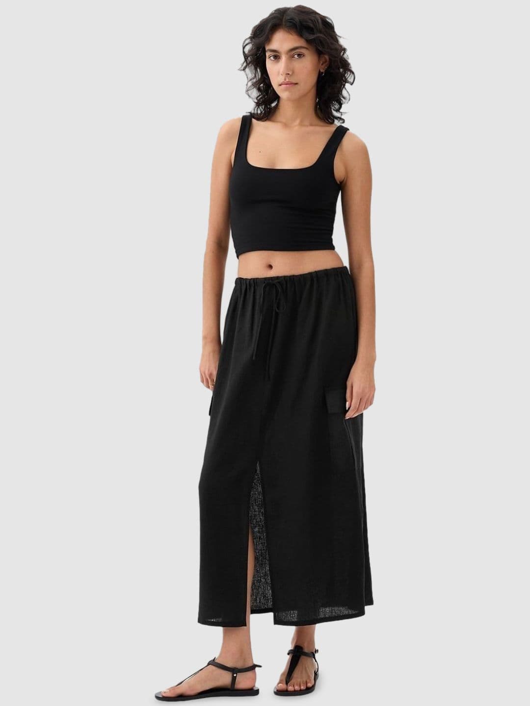 GAP Drawstring Straight Maxi Skirt With Flap Pockets - view 1