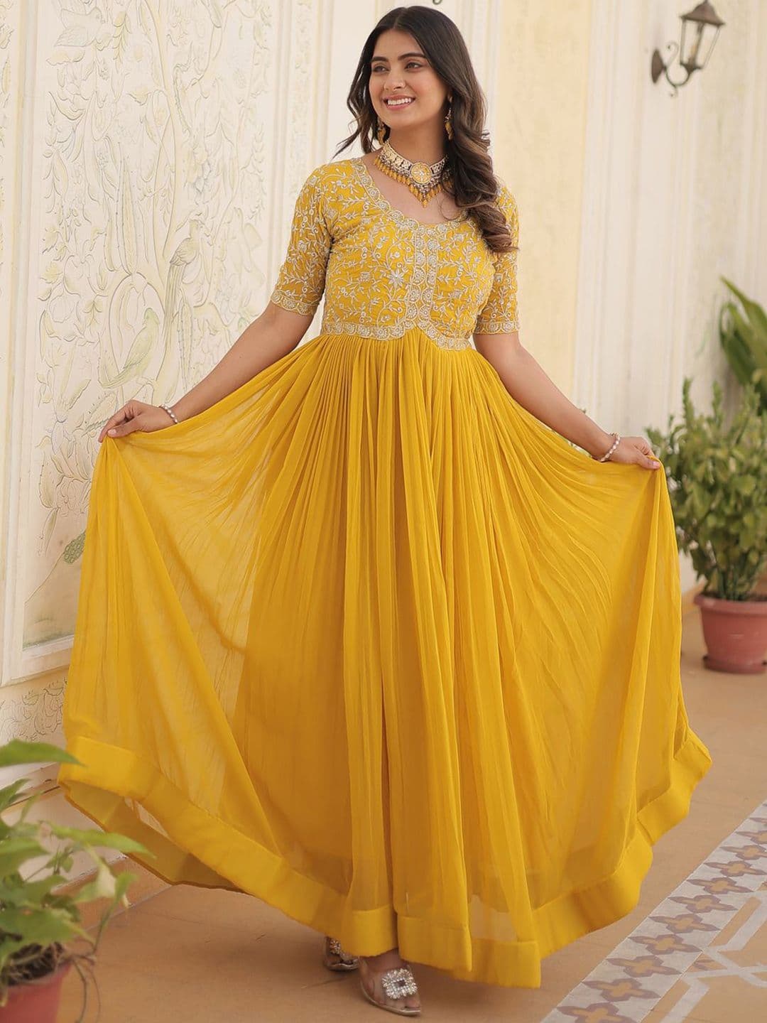 KALINI women Embroidered Gown Maxi Ethnic Dress - view 1