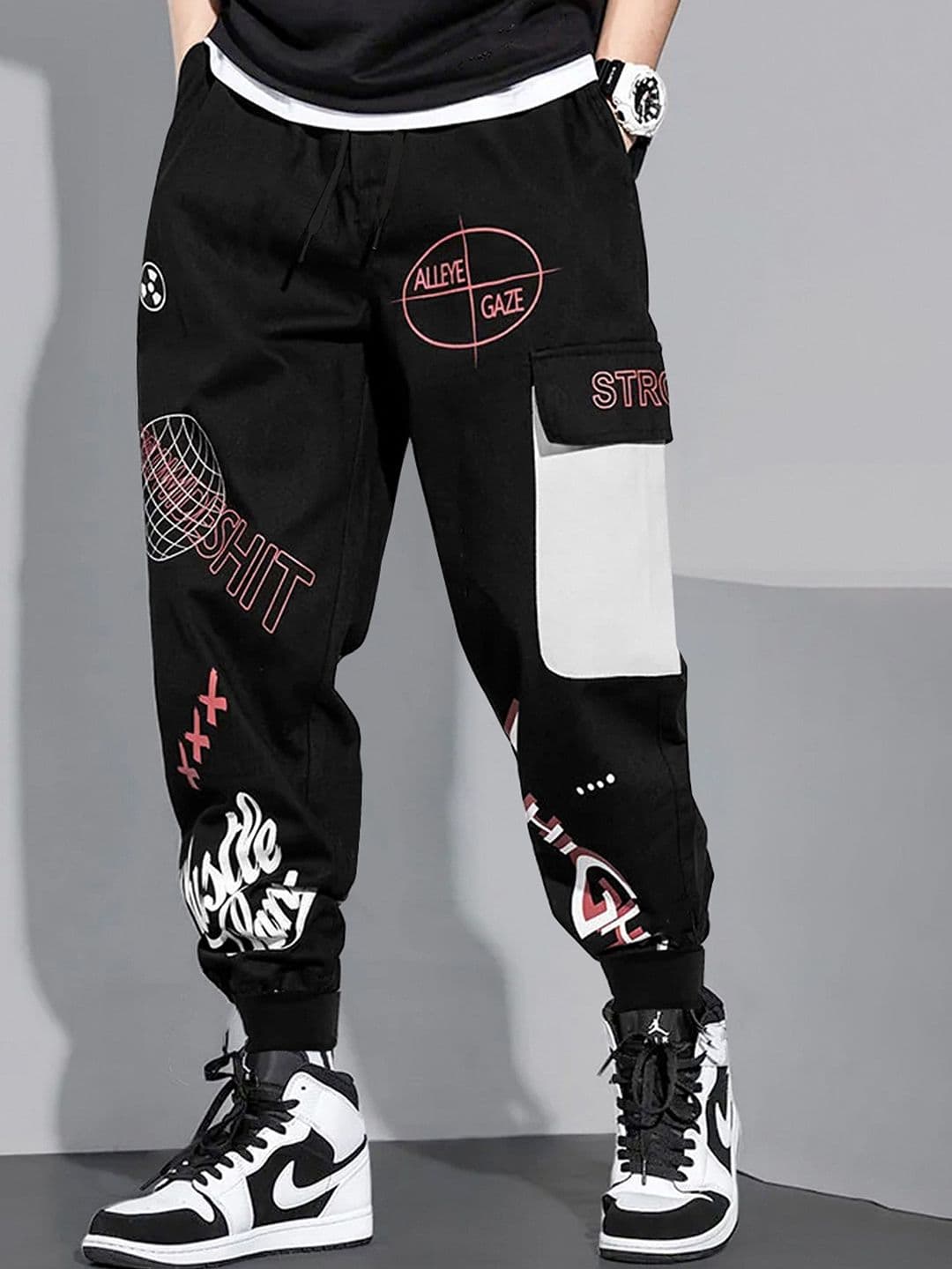 TRIPR Men Printed Mid-Rise Cargo Joggers - view 1