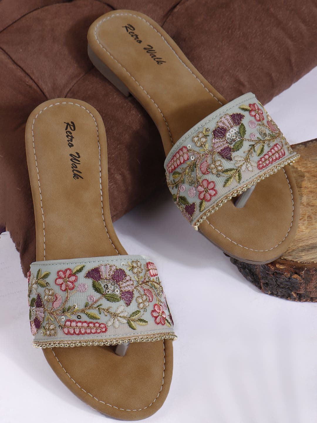 Retro Walk Women Woven Design Open Toe Flats - view 1