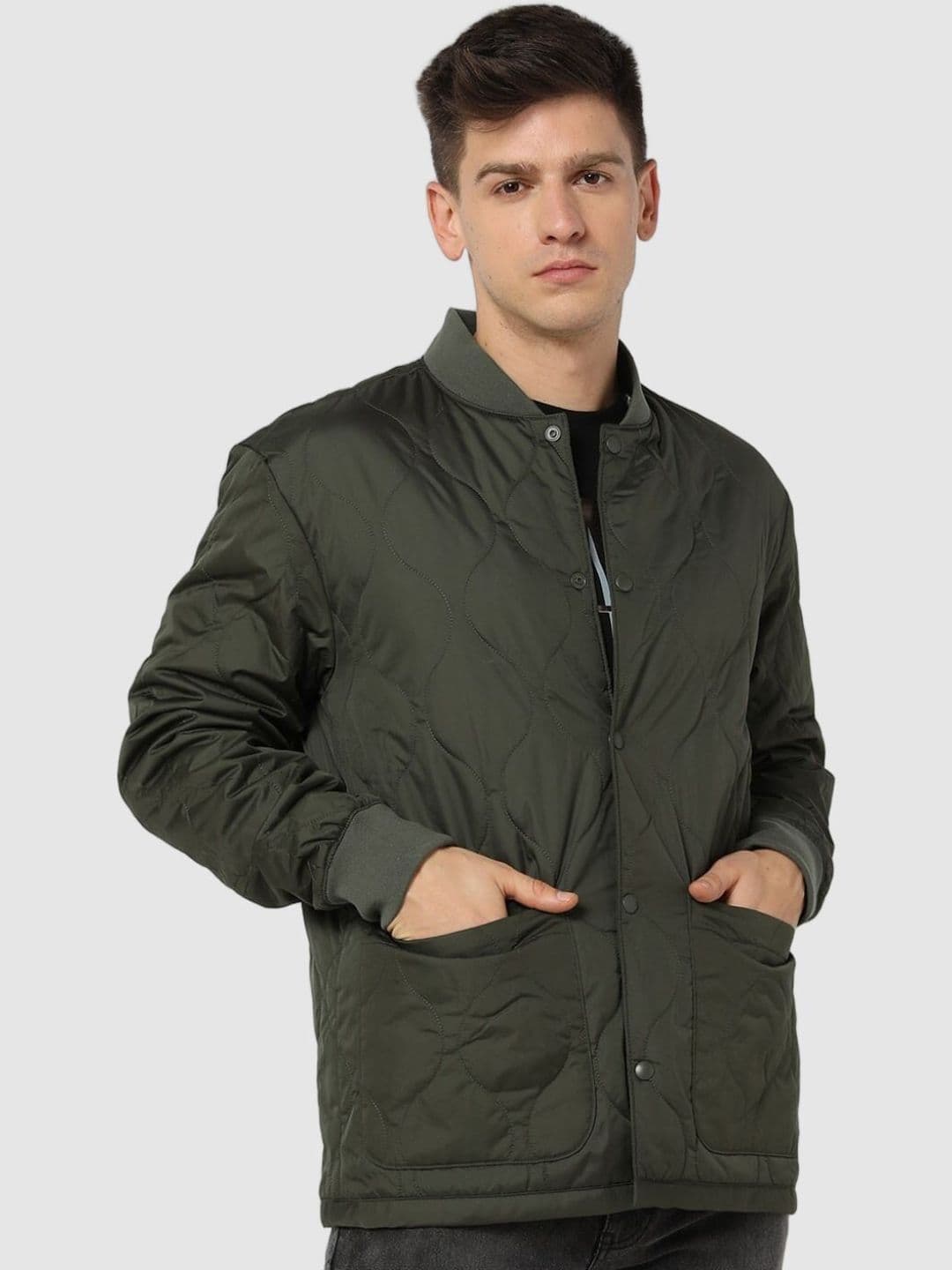 GAP Stand Collar Regular Fit Quilted Jacket - view 1
