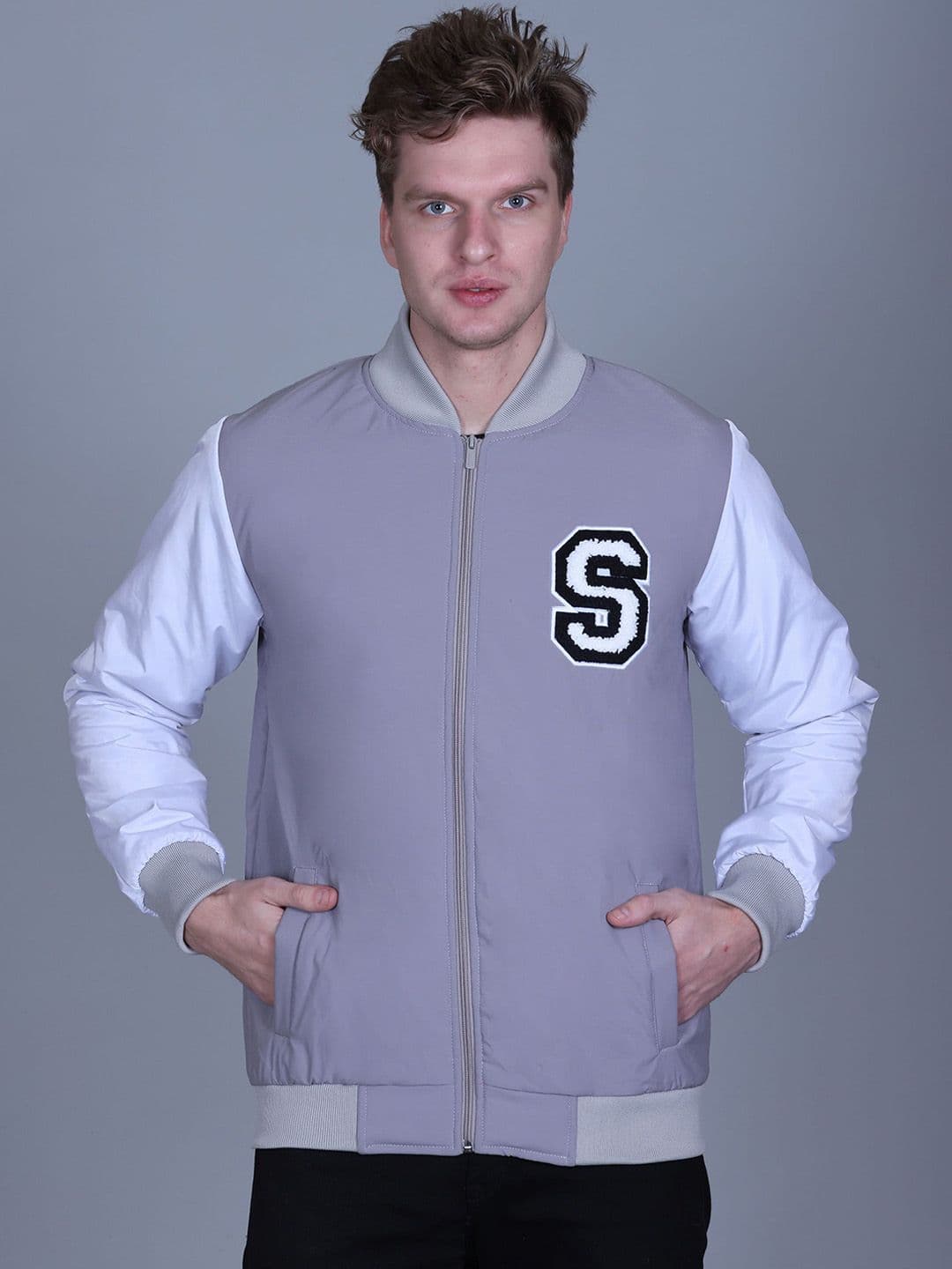 SANHOK Men Polyester Lightweight Sporty Jacket with Patchwork - view 1