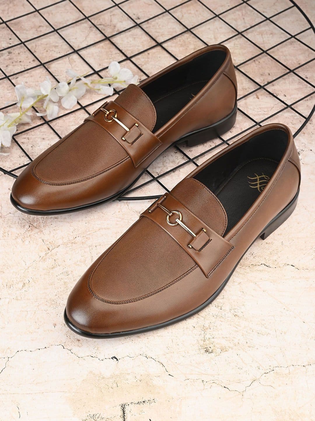 House of Pataudi Men Textured Formal Loafer Shoes - view 1