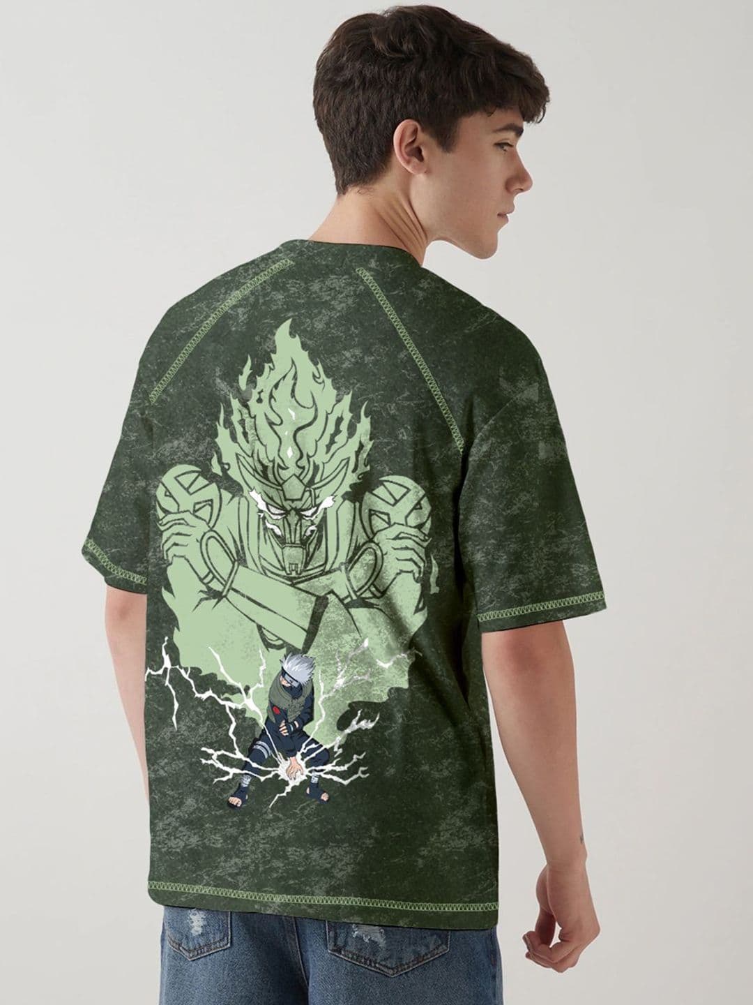 Crazymonk Copy Ninja Anime Graphic Cotton Round Neck Short Sleeves Oversized T-shirt - view 1